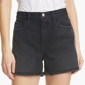 Frame Black Denim Relaxed Fit Le Simone Fray Hem Cutoff Short Womens 30